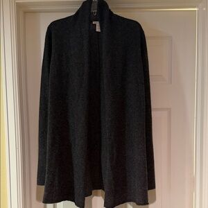 White & Warren Open Cardigan Sweater Charcoal Gray Sz S. Very Soft & Lightweight